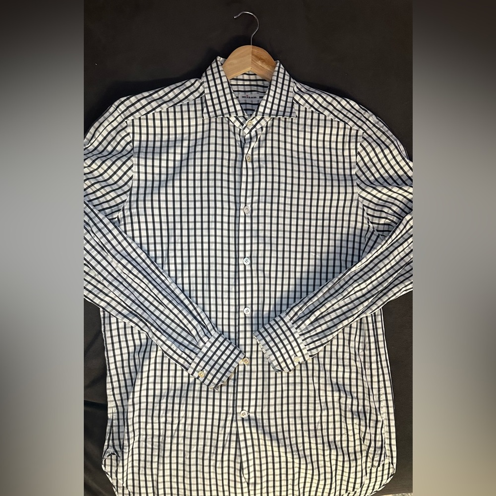 kiton plaid button down shirt